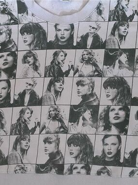 Taylor Swift Eras Tour Sweatshirt Collage Graphic Crewneck Lavender Size L